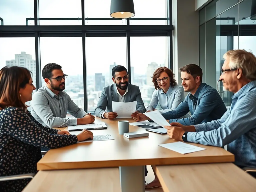 An image showing a diverse group of business owners presenting proposals to a panel of city officials, highlighting the variety and quality of submissions received through the Launch platform.